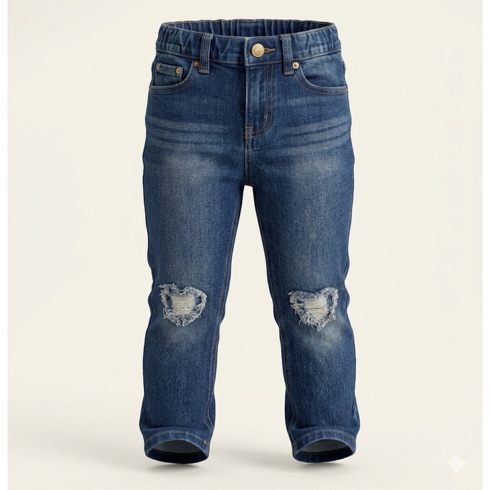 BCBG Girl's 36502392 Blue Denim Jeans Pants w Distressed Knees. Girl's Size 6